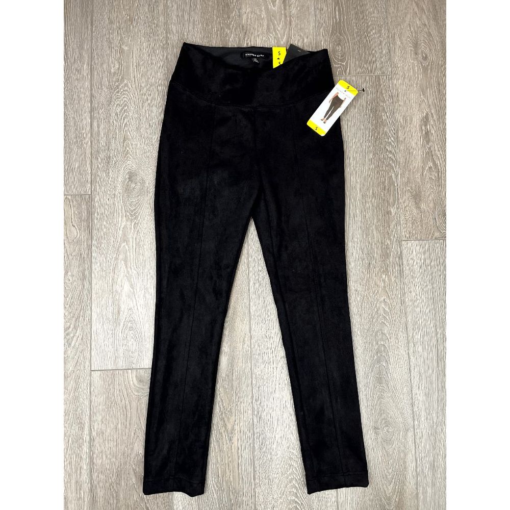 NWT Andrew Marc Black Faux Suede Leggings Size Small